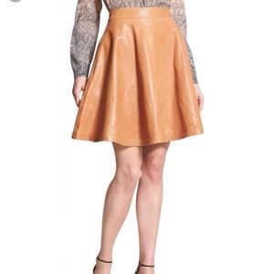 DVF camel leather circle skirt